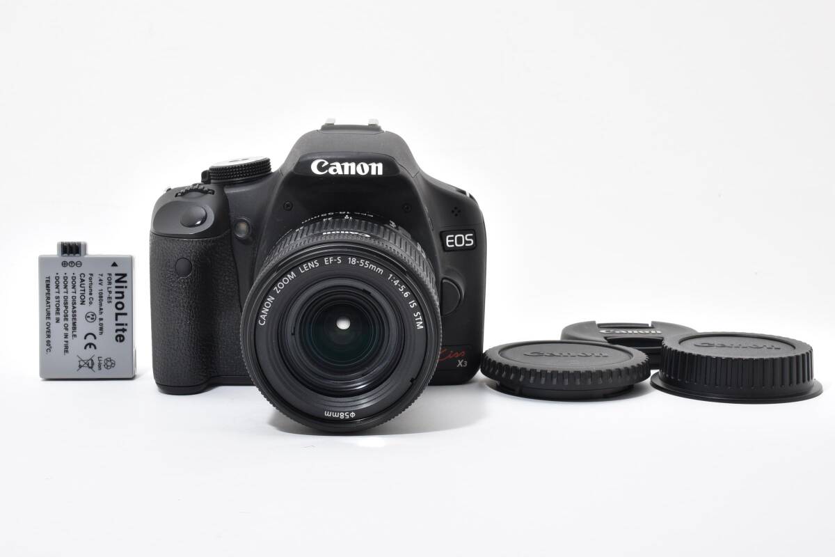 ★極上品★《ショット回数7,598回》キヤノン Canon EOS Kiss X3 + EF-S 18-55mm F4-5.6 IS STM #3981W2166#881
