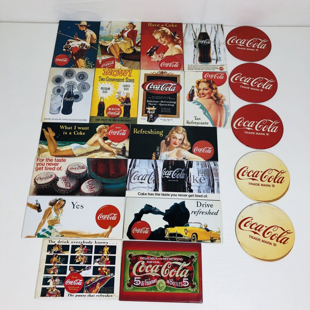 中古保管品 現状品 コカ・コーラ アンティークデザイン マグネットシート ヴィンテージ マグネット カード 21枚セット
