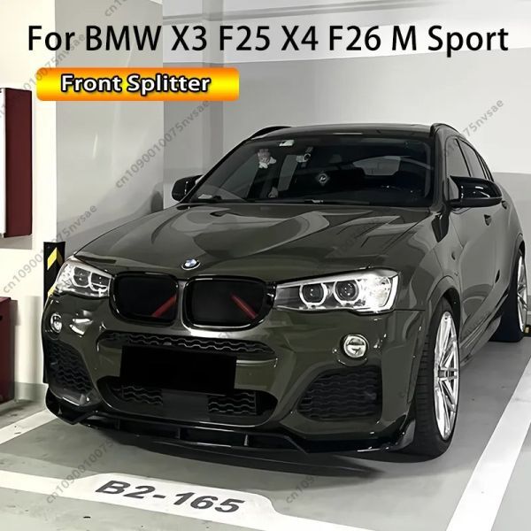 【送料無料】 フロントバンパー リップスポイラー ブラック タイプ2 BMW X3 X4 F25 F26 Mスポーツ 2014-2018 フロント リップ スポイラー