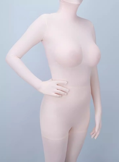 全身タイツ 顔開き ピンク Cカップ XXLサイズ シリコン 偽乳付き kig ゼンタイ コスプレ ZENTAI レオタード 仮装 イベント 着ぐるみ