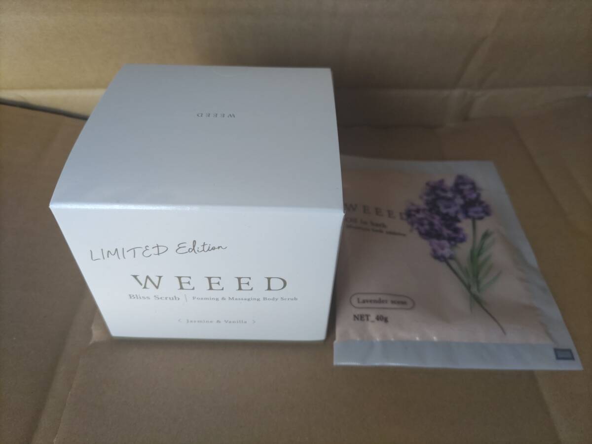 即決 数量2まで可能 新品未開封 WEEED ウィード Bliss Scrub ブリススクラブ（ジャスミン＆バニラ）360ｇ1個＋オイルインバス40ｇ1個セット