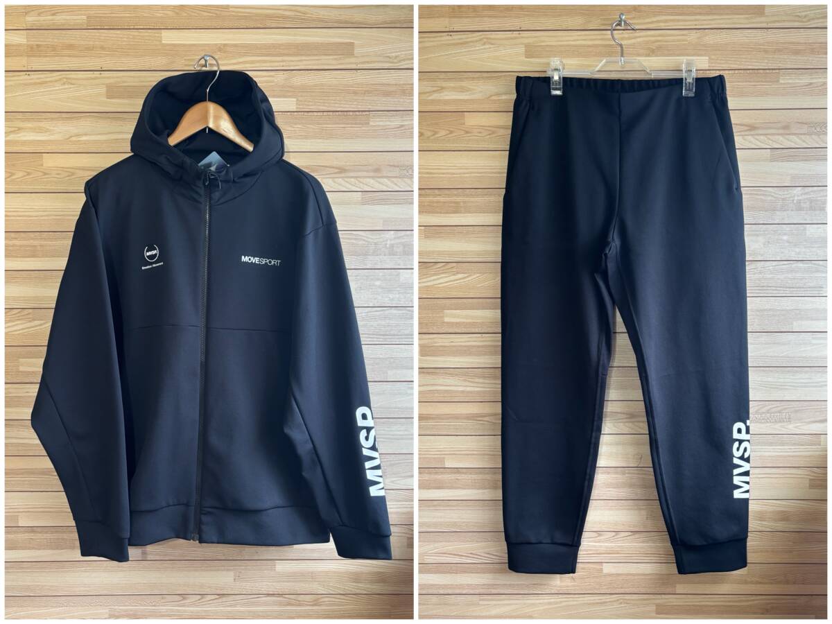 #大きい サイズ XO 3L★DESCENTE デサント MOVE SPORT ムーブスポーツ スウェット セットアップ 上下 パーカー ジップ パンツ ブラック 黒