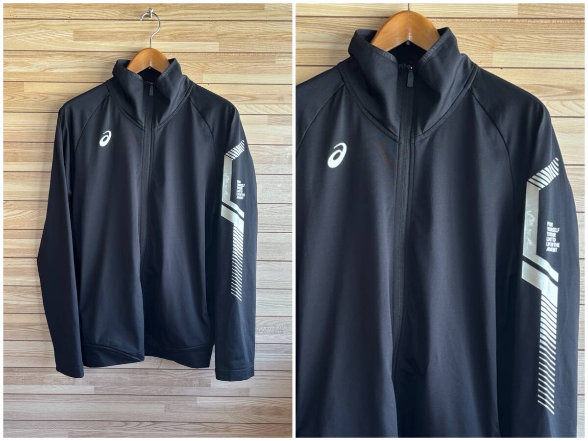 #★サイズ L★asics アシックス LIMO 裏起毛 ニット ジャケット ジャージ ジップ ブラック 黒 暖かい 秋 冬 秋冬 保温 春 トレーニング