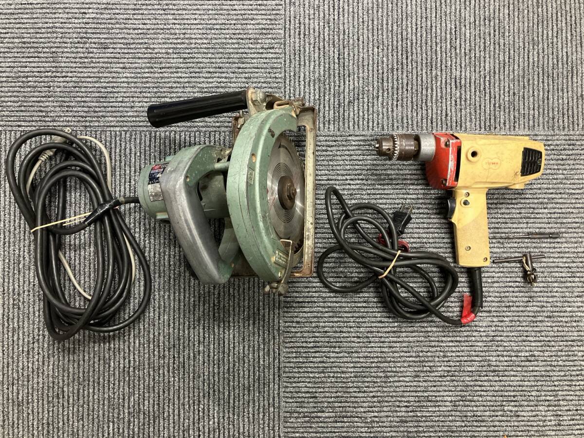 【2点おまとめ】日立電気丸のこ ブレーキ付 PSB-7B／東和 休日ドリル AD-20／電動工具 通電確認済み
