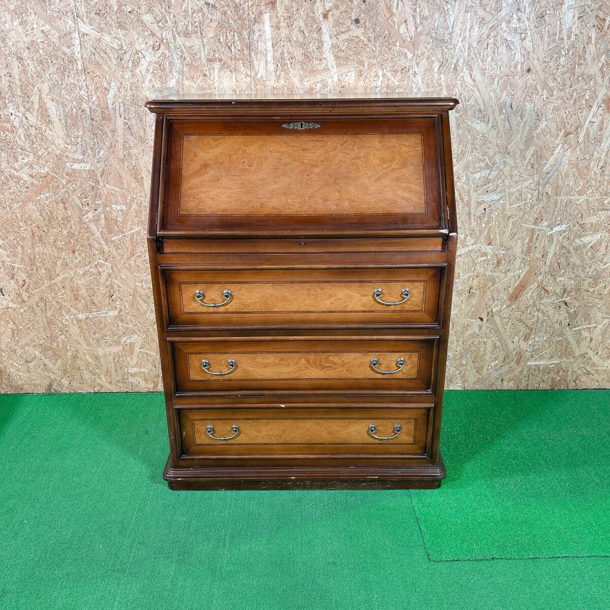 ライティングビューロー 木製デスク 収納式机 チェスト 勉強机 ディスプレイ台 家具 詳細不明 インテリア ビンテージ 引取り歓迎 家財便 