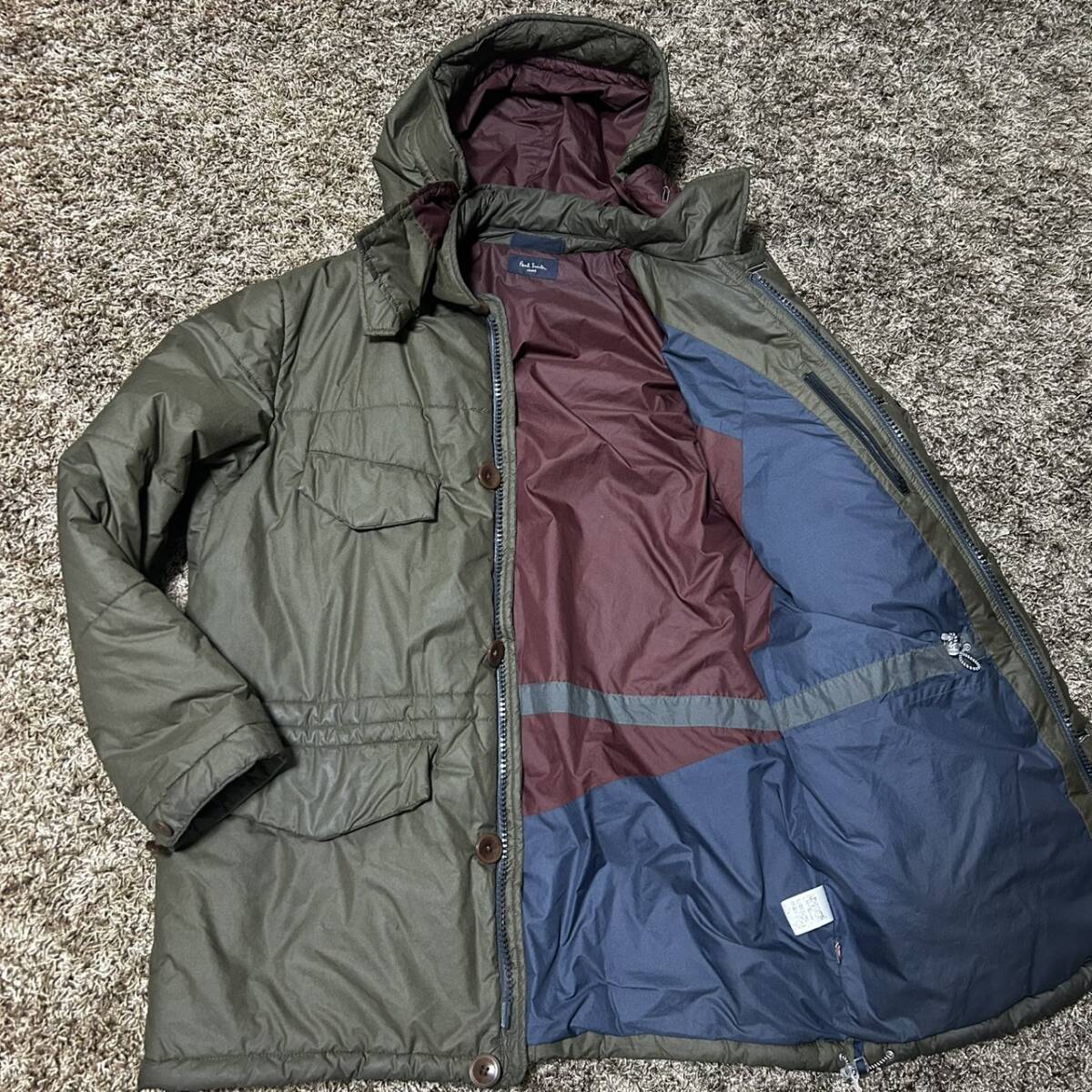 美品/4Lサイズ 2way ポールスミスジーンズ ダウンジャケット 黒 ブラック 極暖 メンズ Paul Smith Jeans フーデットパーカー アウター