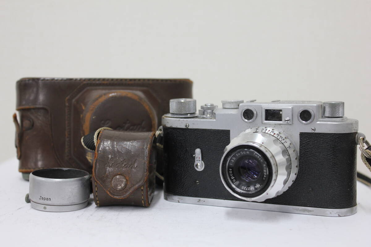 【訳あり品】 Leotax Tokyo Kogaku Topcor 5cm F3.5 ケース付き レンジファインダー カメラ e4883