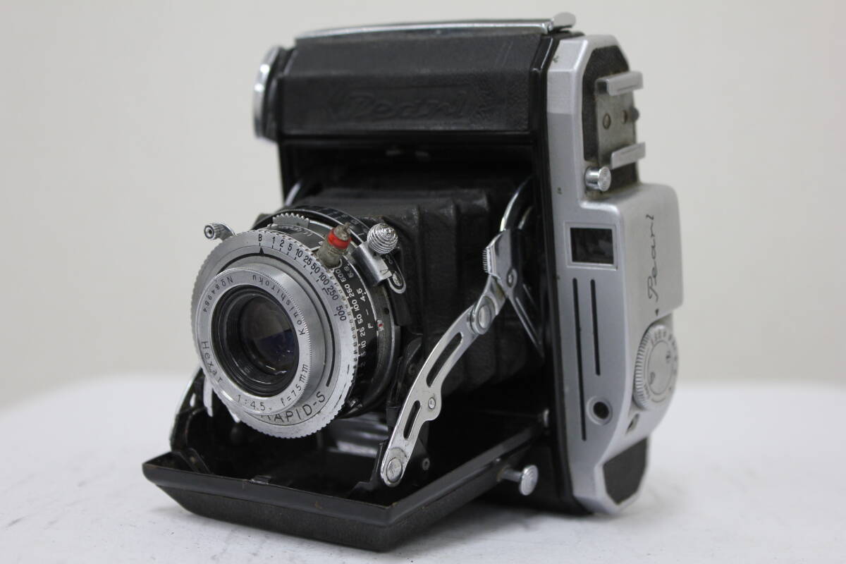 【返品保証】 パール Pearl Konishiroku Hexar 75mm F4.5 蛇腹カメラ e4951