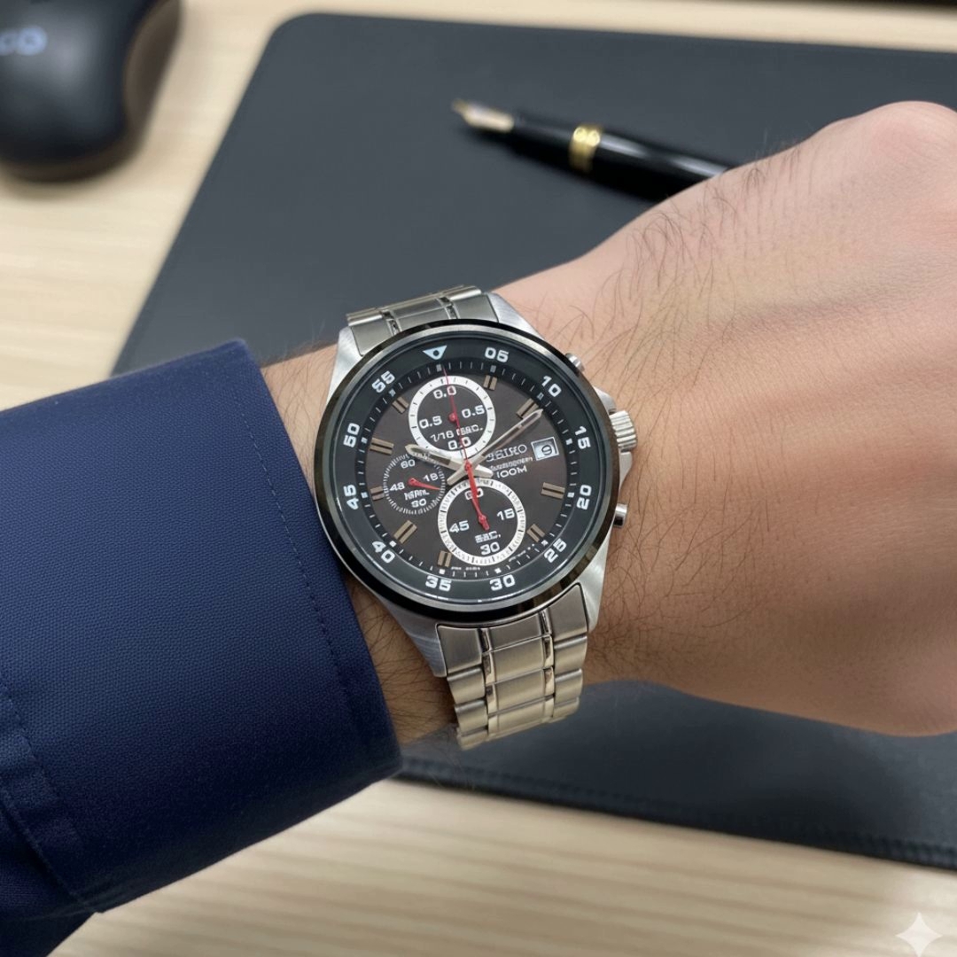 【稼働品/2008年4月製造】セイコー SEIKO 腕時計 メンズ クロノグラフ クオーツ ブラック シルバー 4T57-00J0