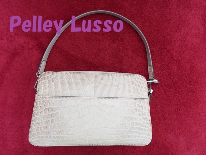 美品☆Pelley Lusso　ヒマラヤクロコダイル　セミショルダーバッグ　ペレリールッソ