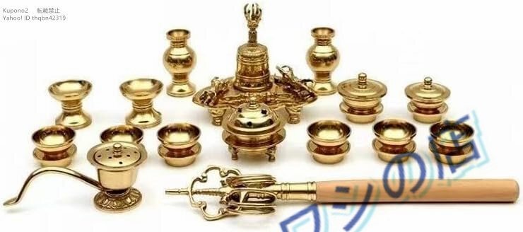 【密教法具 寺院用仏具】金剛鈴 金剛盤 五鈷杵 三鈷杵 独鈷杵 火舎香炉 一面器 六器一組 華瓶一対 ２0点セット 真鍮