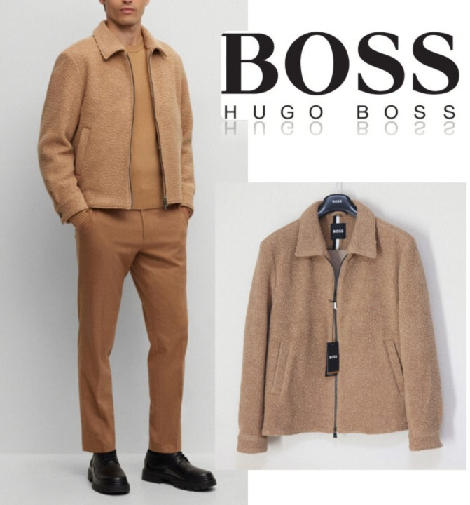 新品タグ付き【BOSS ボス】フルジップ テディジャケット ブルゾン 52(XL) v7832