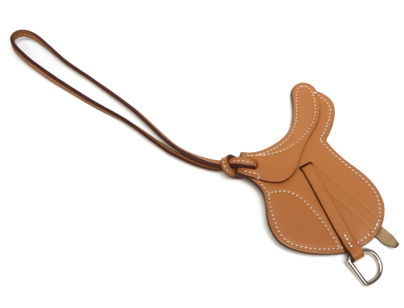 未使用 エルメス パドック セーラー セル バッグチャーム 馬具 鞍 あぶみ ブラウン HERMES シュバル 馬 / 34441