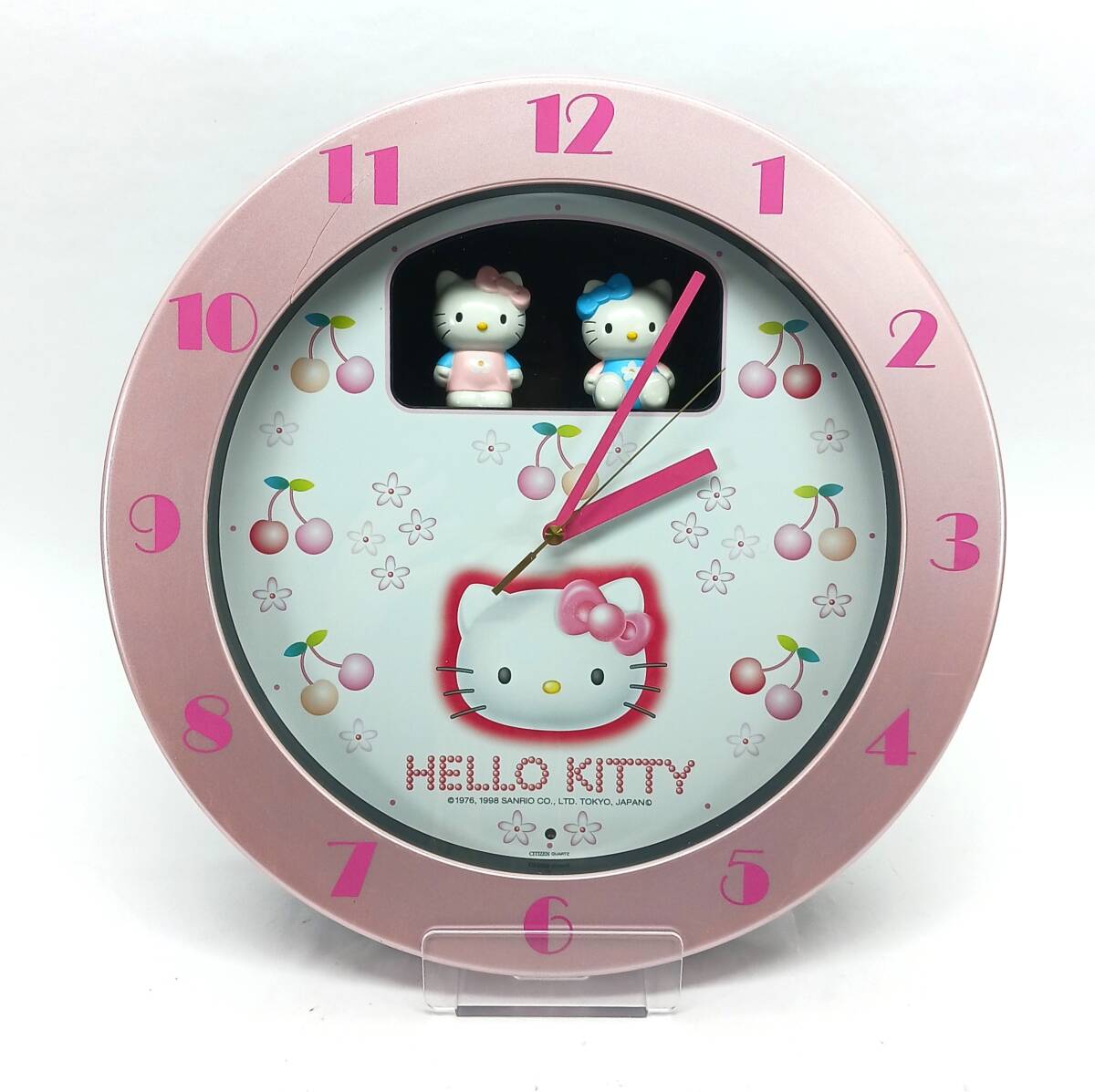【難有現状品/稼働品】 HELLO KITTY ハローキティ 掛け時計 からくり時計 時計 リズム時計工業 サンリオ 4MH748 90s レトロ