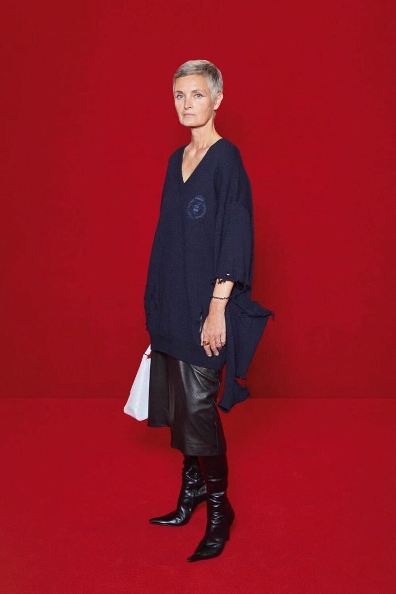 Balenciaga 22summer デストロイ ダメージ加工 Vネック ニット セーター ウール ネイビー バレンシアガ