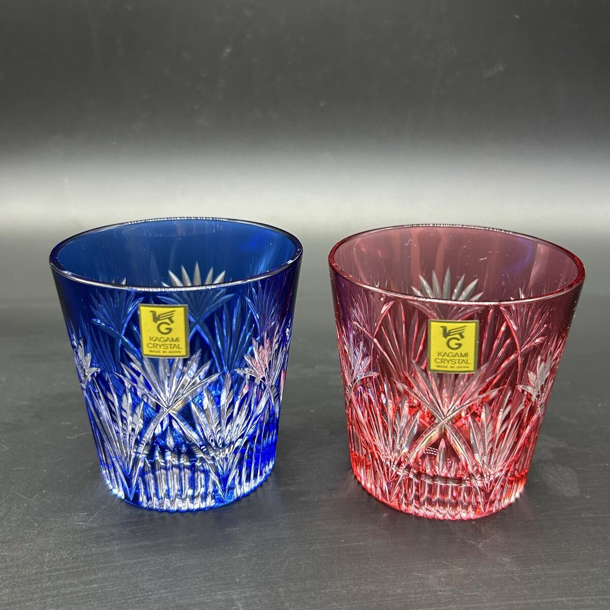 KAGAMI CRYSTAL カガミクリスタル 江戸切子 クリスタルグラス ペア冷酒杯 酒器 フ36-6