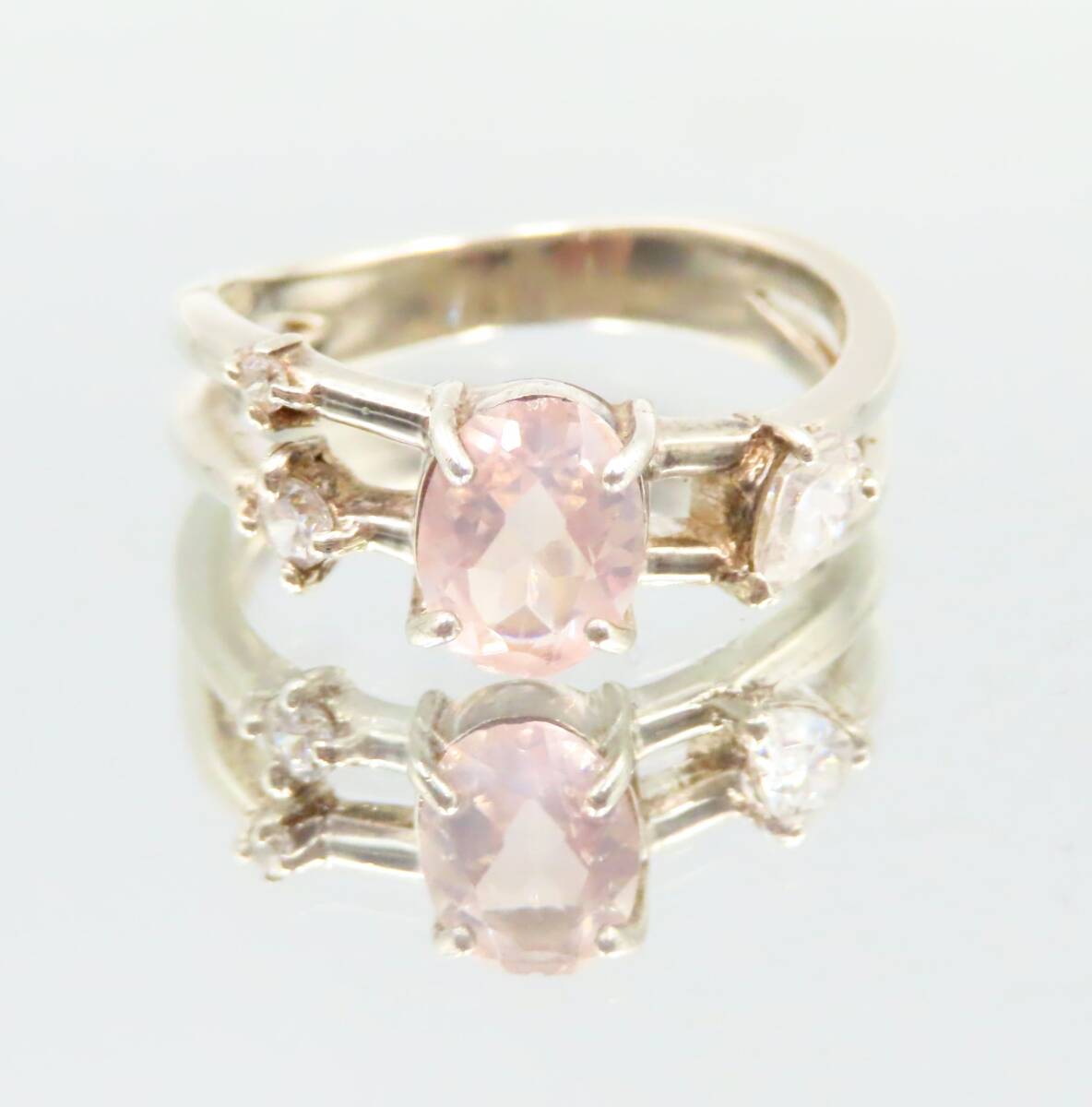 ■【サイズ約15号】 SILVER 925 RING COLLAR STONE シルバー リング カラーストーン 銀製品 レディース 女性用 ピンクカラー 