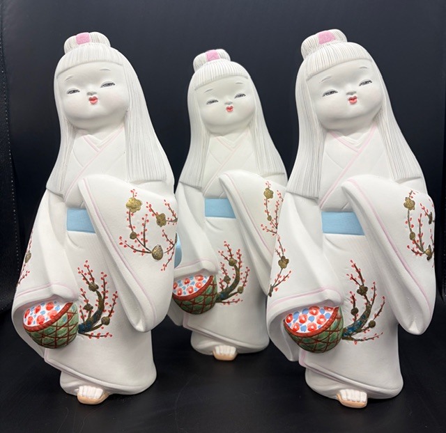 【蔵出品・美品】博多人形 高28㎝程 伝統工芸品 日本人形 童女 和人形★3体おまとめ出品★佐川無料発送☆彡