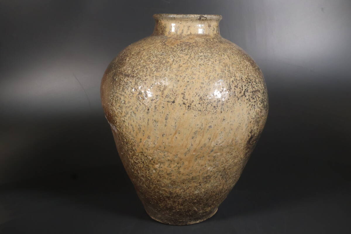 【和】(A3823)　時代古作　桃山　古常滑玉垂れ窯変壺　窯変景色壺　
