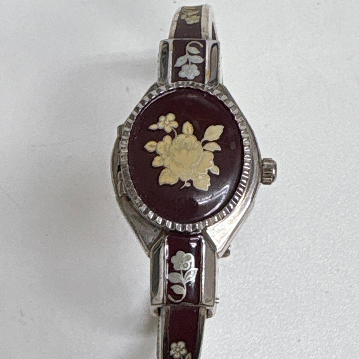 長期保管品 アンドレムッシュ ANDRE MOUCHE バングルウォッチ 花柄 腕時計 クォーツ 動作未確認 中古 現状渡し