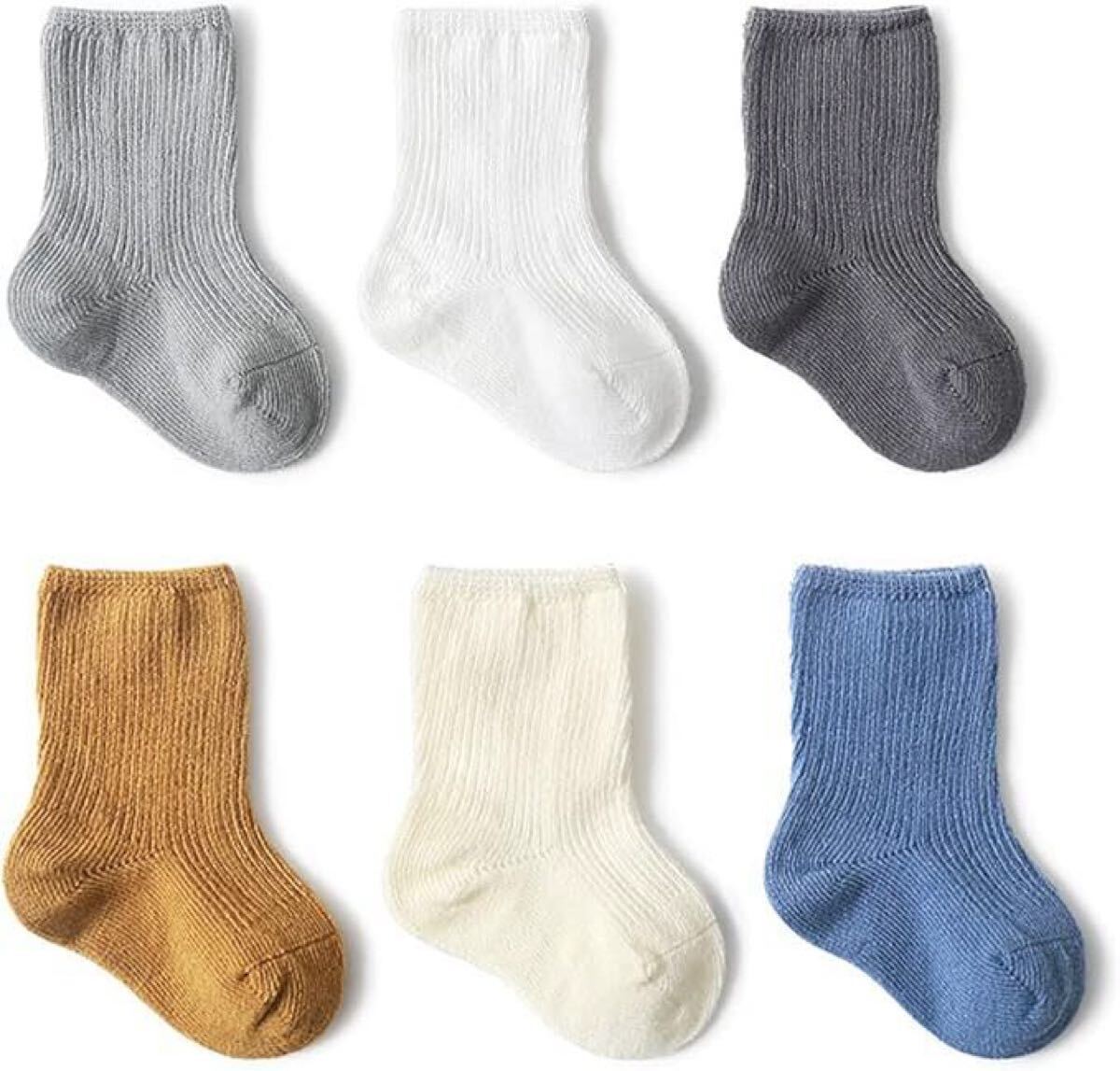 Y097 ベビー ソックス 子供用 靴下 6足セット 無地 綿 未使用