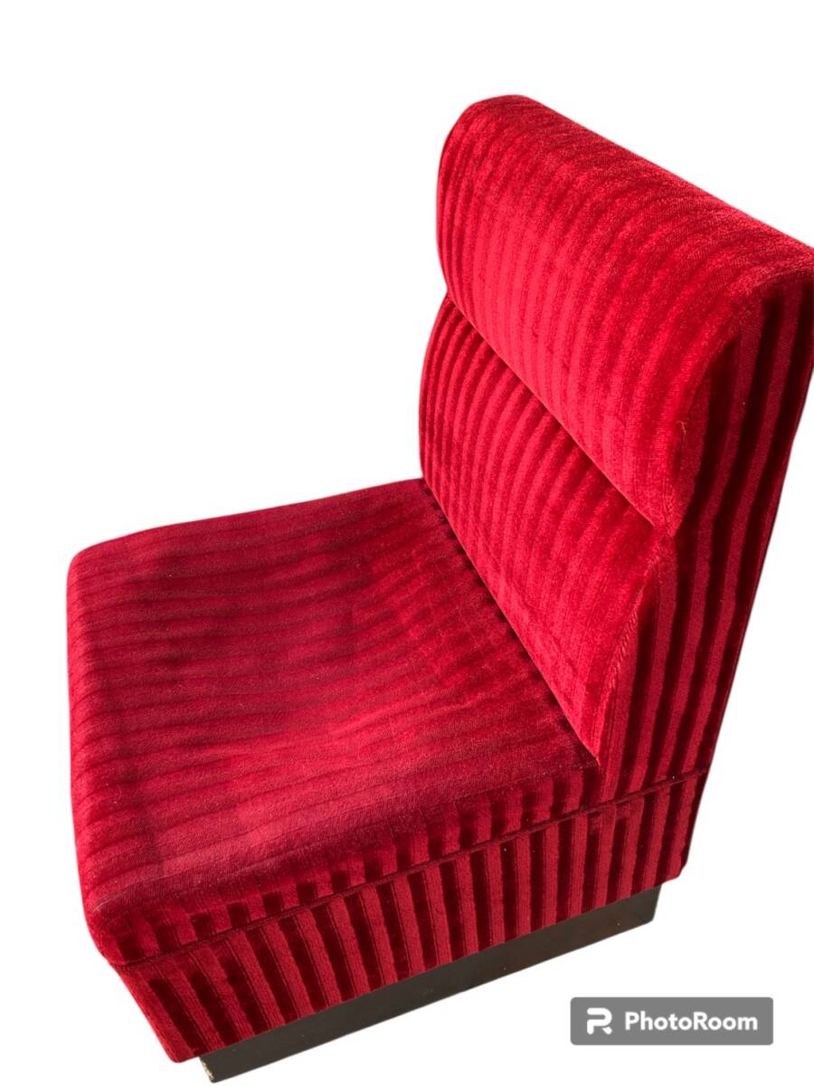 ①　コメダ　ソファ　椅子　使用済品　赤　レッド　モケット　ベロア　レア　希少　コレクション　