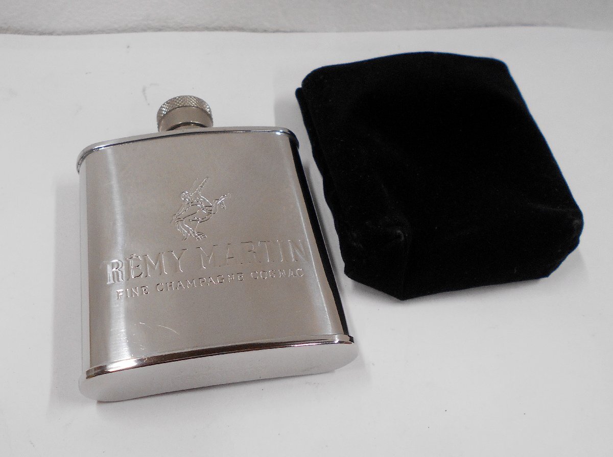 REMY MARTINレミー マルタン スキットル ウイスキーボトル フラスコ 酒器 ステンレス製 角型 現状品 【テ71】
