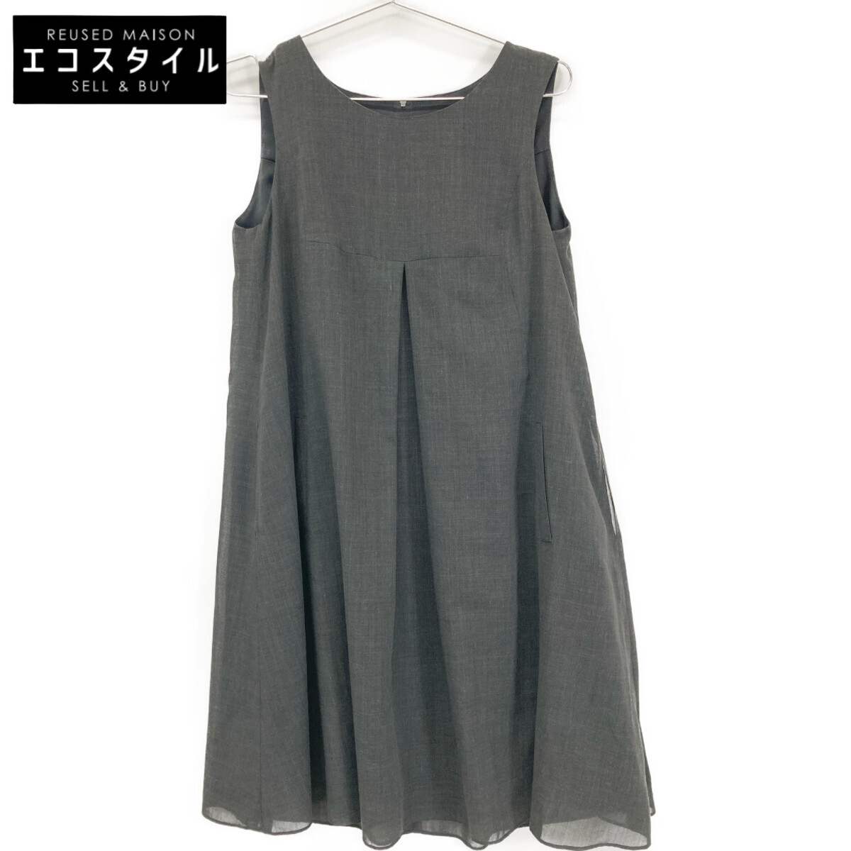 FOXEY NEW YORK フォクシーニューヨーク 35609 グレー ダブルタックドレス　 グレー 40 ワンピース ポリエステル レディース 中古