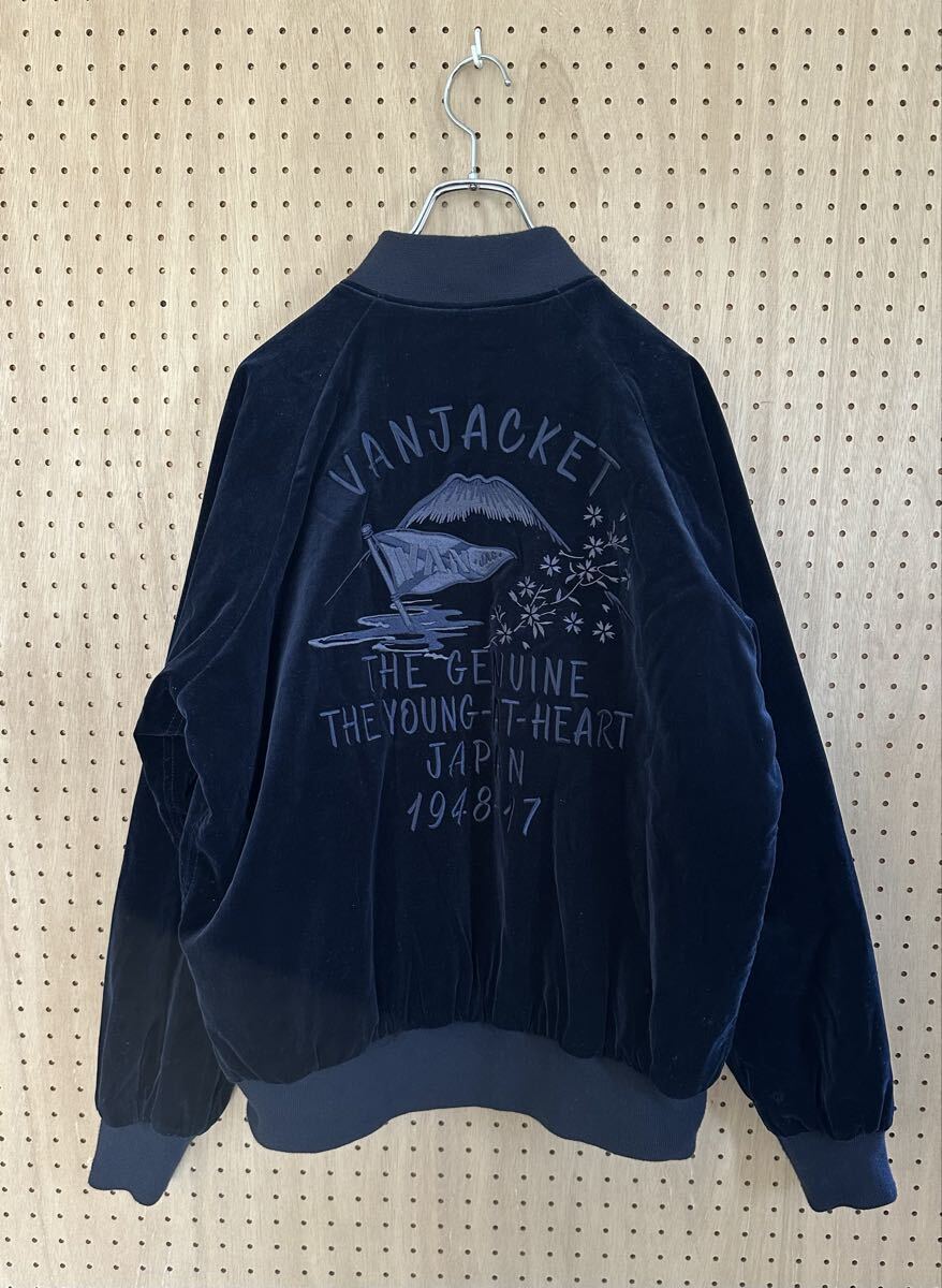 VAN JACKET ベルベットスカジャン ヴァン ジャケット 別珍 スーベニアジャケット 刺繍 ネイビー