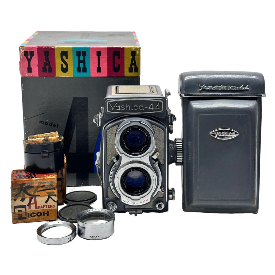 【希少元箱付き】ヤシカ Yashica-44 Yashikor 60mm F3.5 ケース付き 二眼カメラ Z6490