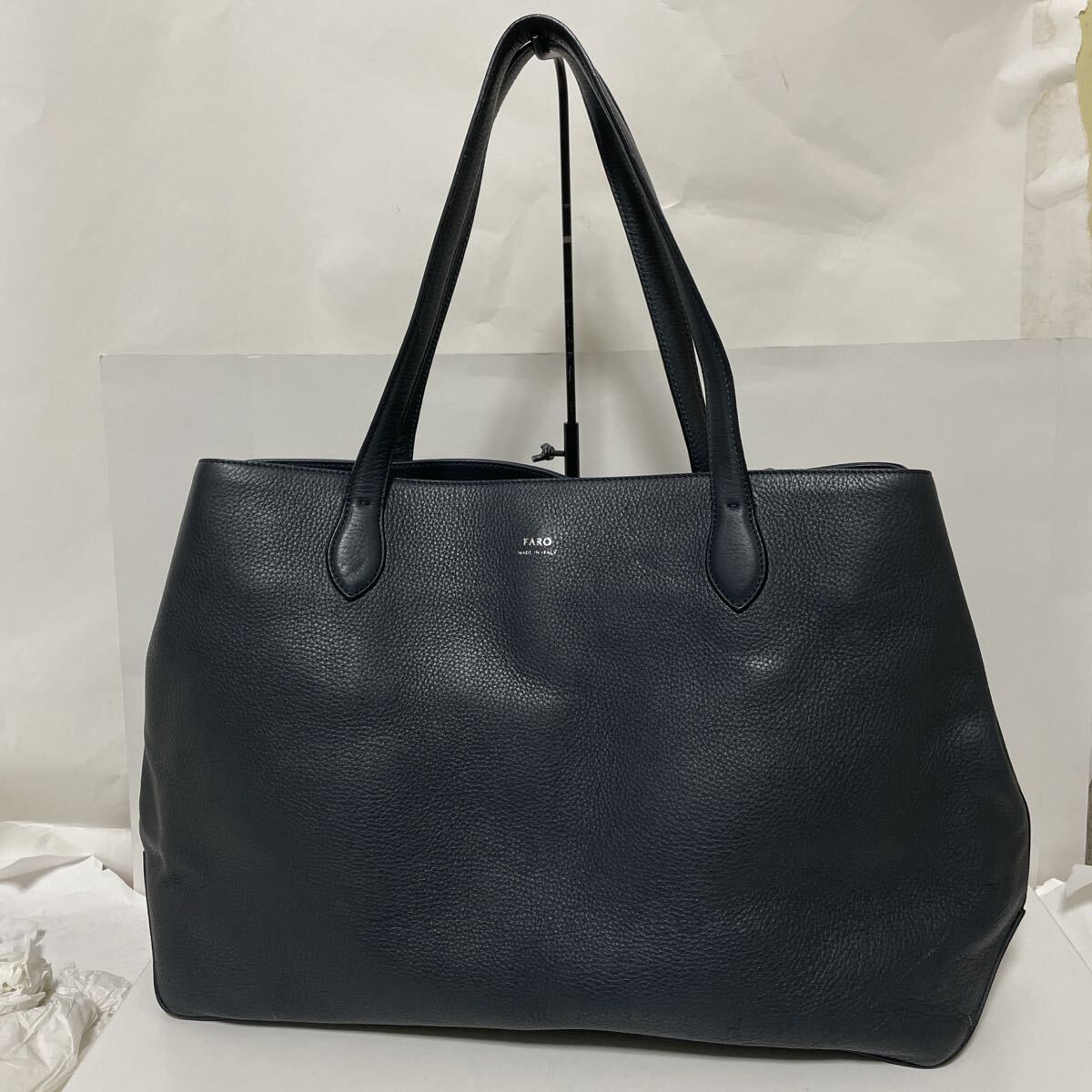 FARO FABIO MOUSSE ファーロ ファビオ ムース レザー トートバッグ ネイビー 中古