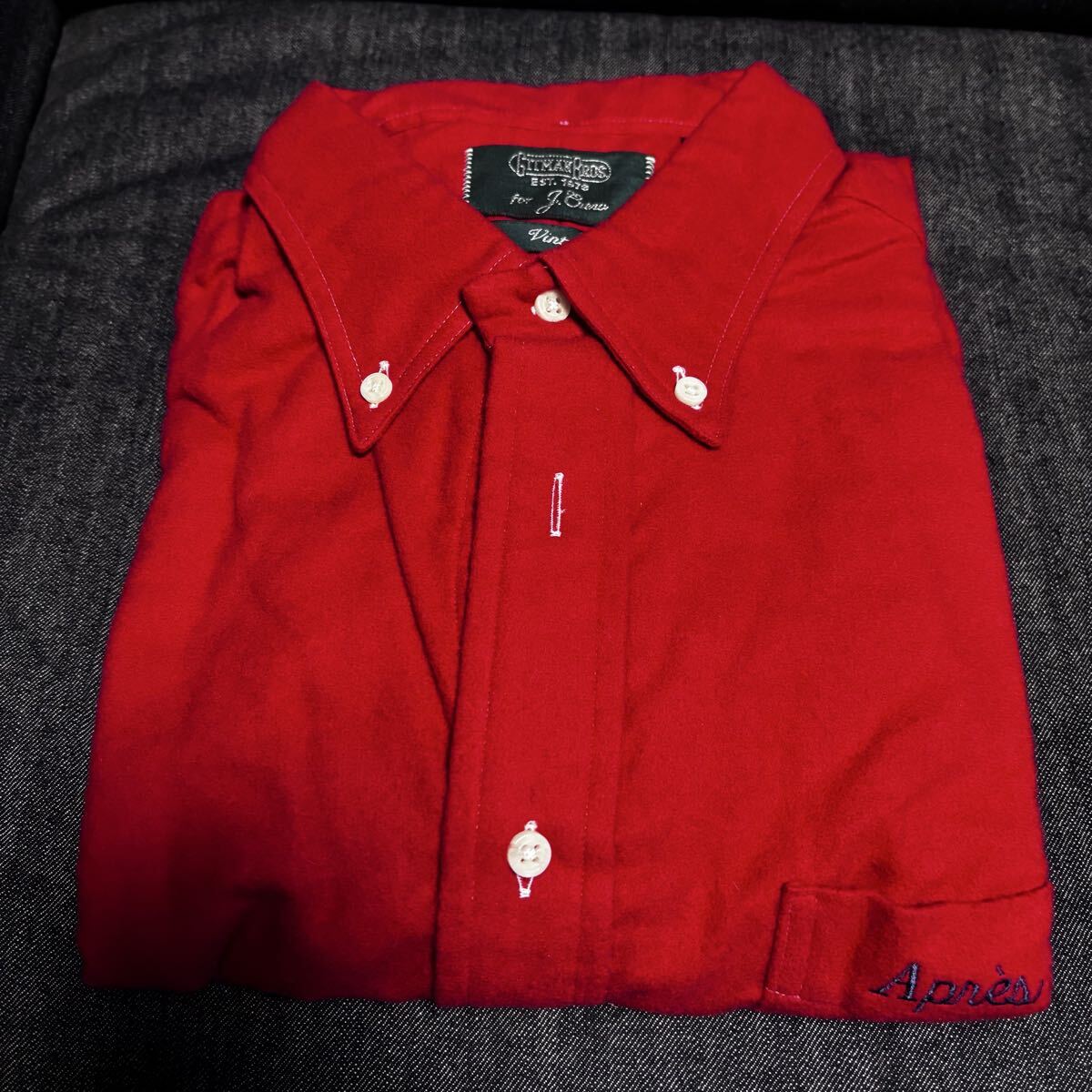J.CREW GITMAN BROTHERS 未使用品 ジェイクルー ギットマン アメリカ製 BDシャツ Lサイズ ボタンダウン 長袖シャツ ネルシャツ フランネル 