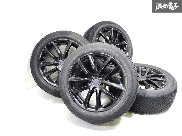 バリ山！●日産純正 V37 スカイライン 17インチ 7.5J +45 PCD114.3 5H5穴 タイヤホイール4本 KUMHO クムホ 215/55R17 HA32