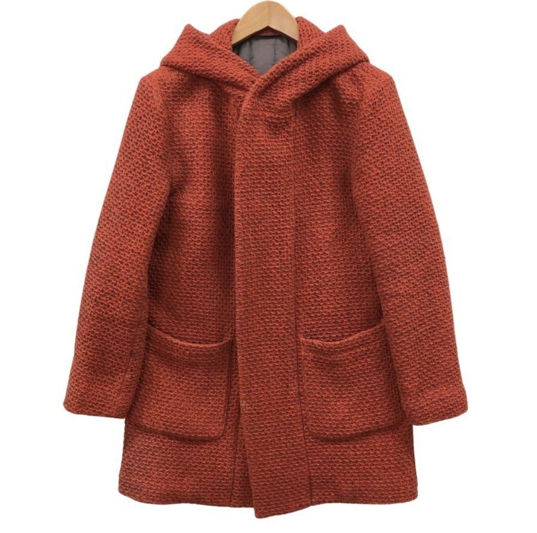 【高級人気ブランド中古 美品】ジーステージ ダッフルコート ロ ング丈 編み込み 中綿レッド メンズ サイズ48 G-stage