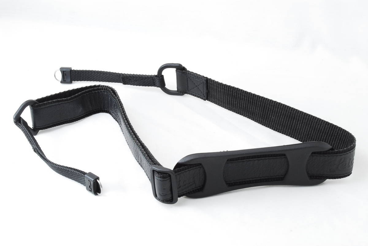 ☆LEICA ライカ 純正 カメラ ストラップ 革 レザー 型押し文字 アジャスター 黒色 ブラック 金具付き M2 M3 M4 M5 M6 M7 MP等 ライツ☆