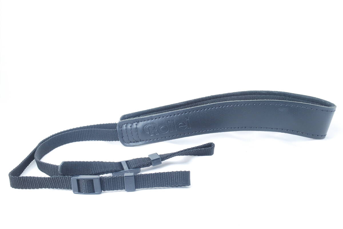 ☆新品・未使用☆Rollei ローライ カメラ ネック ストラップ 黒色(ブラック) 型押し文字 デッドストック ショルダー Camera Strap☆