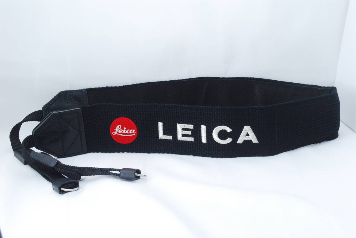☆LEICA ライカ 純正 刺繍文字 カメラ ストラップ 黒色(ブラック)×赤色(レッド)×銀色(シルバー) 金具付き ネック ショルダー M型金具☆