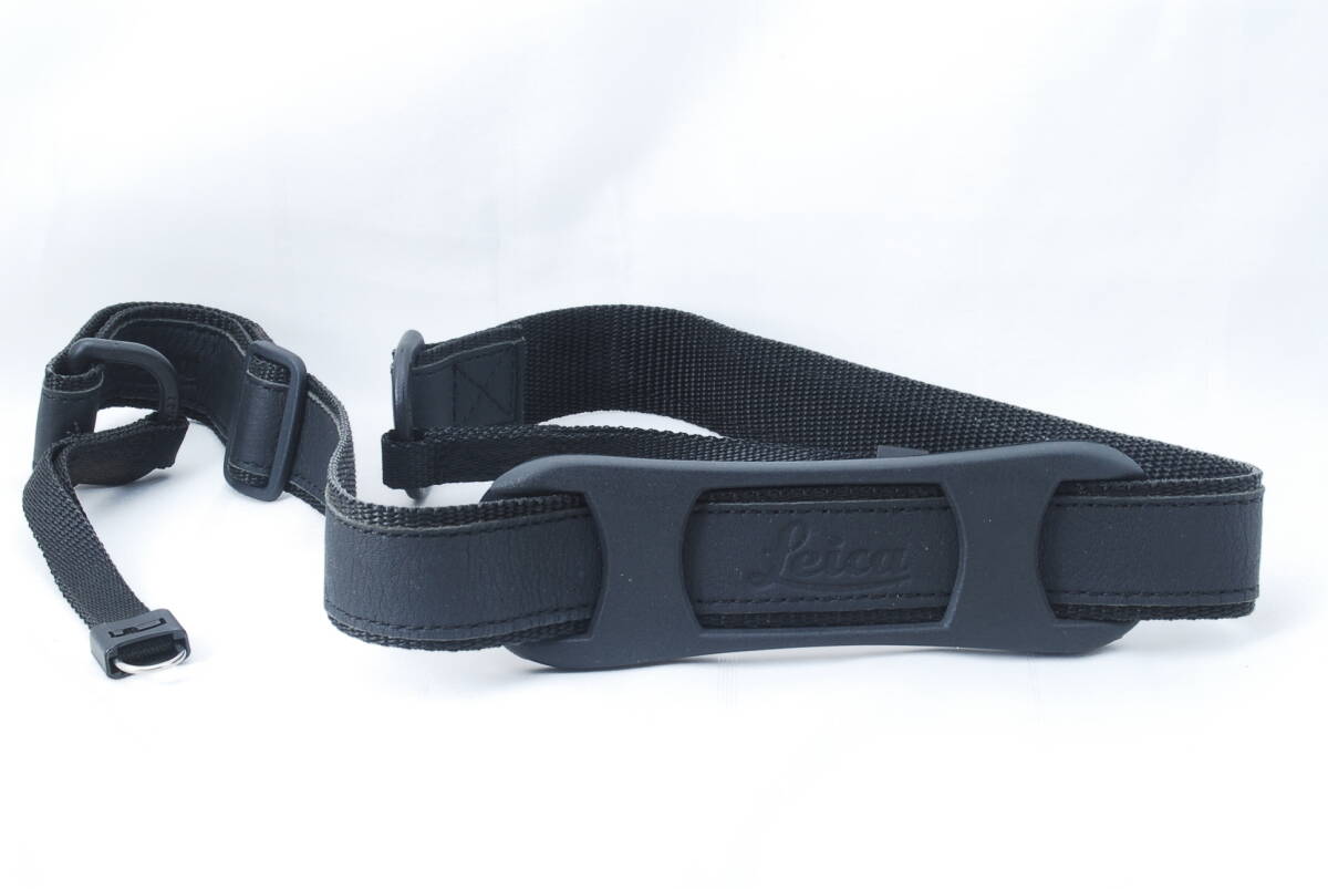 ☆未使用☆LEICA ライカ 純正 カメラ ストラップ 革 レザー 型押し文字 アジャスター 黒色 ブラック 金具付き ライツ Camera Strap☆