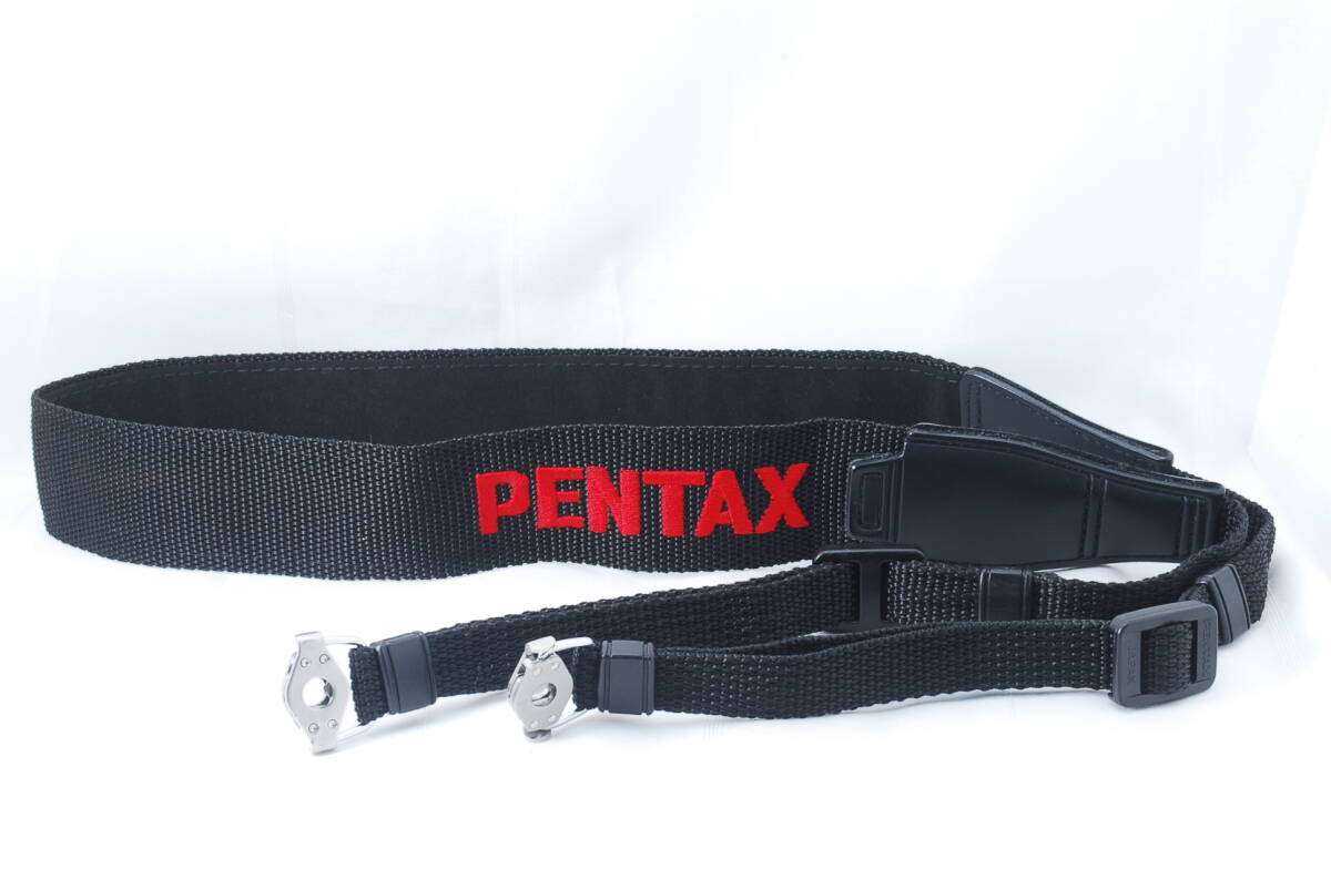 ☆Pentax ペンタックス 645NⅡ 6×7Ⅱ 645/67用 ワイド ストラップ 黒色×赤色 刺繍文字 金具付き 中判 フィルムカメラ Camera Strap 2☆