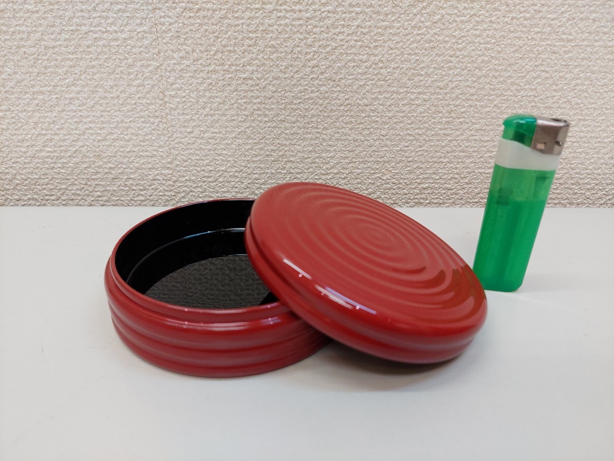 限定品　逸品　朱筋香合　木製　山中漆器　本漆手塗　三寸五分　径１０５ミリ　デッドストック　廃盤品　アウトレット　仏具　寺院　焼香