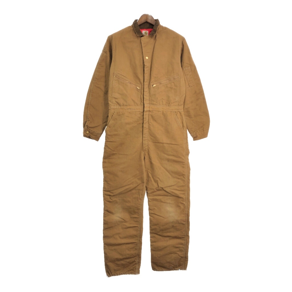 70年代 USA製 Carhartt カーハート ダック オールインワン ブラウン(メンズ L)中古 古着 T8336