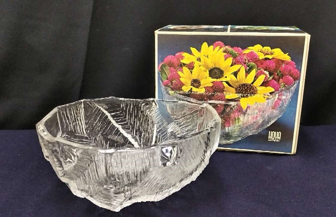 1円～スタート【美品】HOYA CRYSTAL ホヤ クリスタル 盛器 サラダボウル ガラス鉢 保谷クリスタル 昭和レトロ【保管品】60