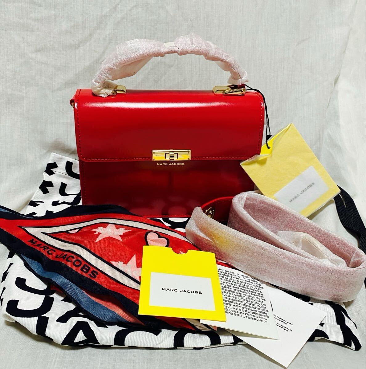 新品 本物 正規品 MARC JACOBS レザー 2way ハンドバッグ 赤 ショルダーバッグ