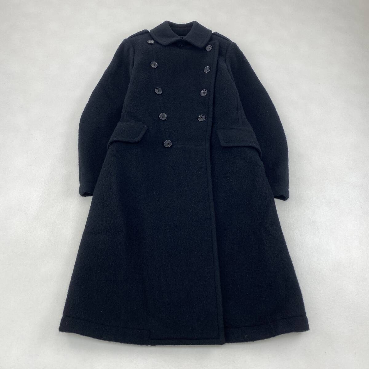 未使用級 極美品 tricot COMME des GARCONS ロングコート トリココムデギャルソン ウール レディース 黒 ブラック ダブルブレスト M L相当