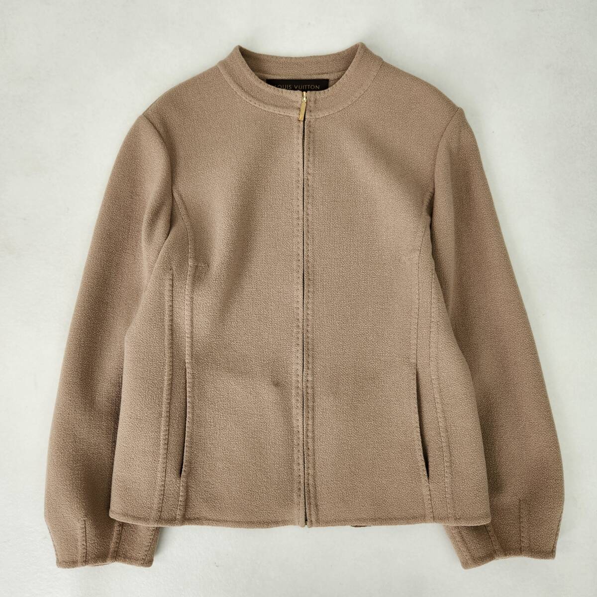 美品　LOUIS VUITTON　ウールコート　カシミヤ ダブルフェイス ルイヴィトン ブルゾン ウール フルジップ 38 M相当 ベージュ