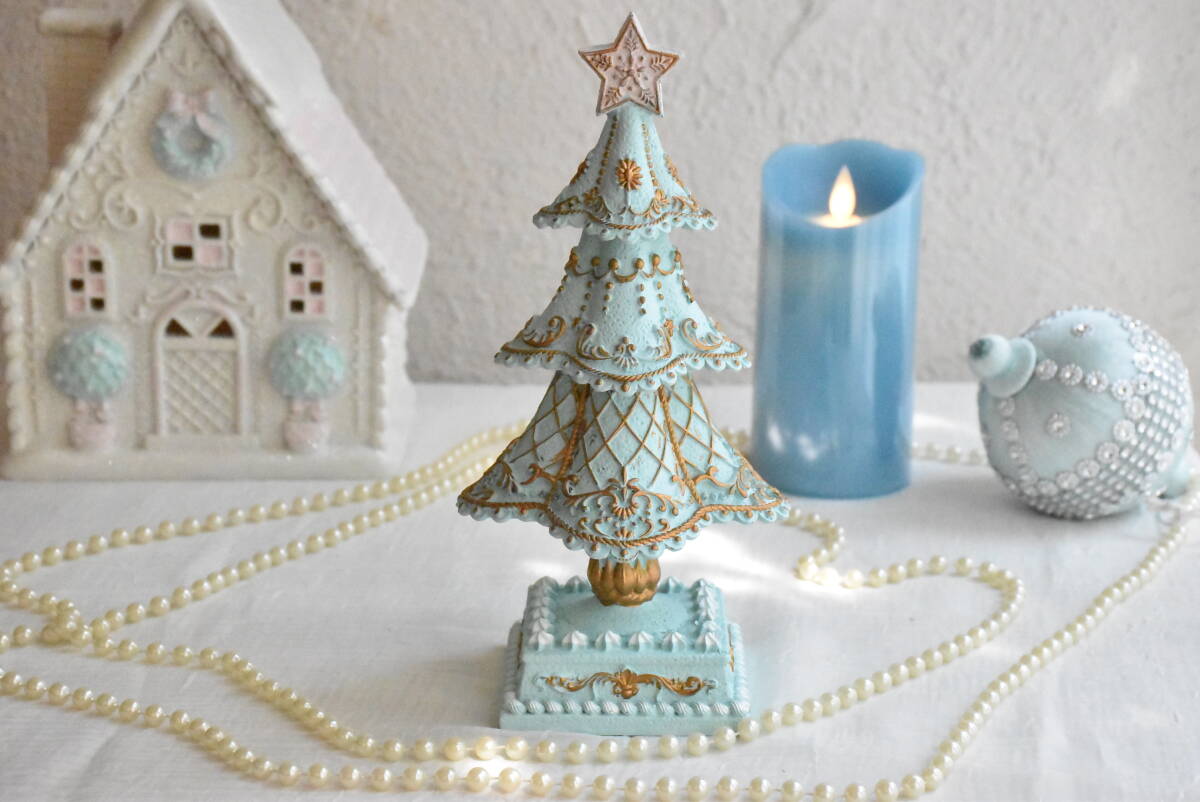 PAY4・HA18*ジンジャーブレッドツリー*ミント*クリスマスツリー*パステルブルー*高さ25㎝*オブジェ*クリスマス*HARMONIER *ハルモニア