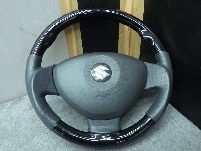 社外品 ステアリング ホーンパッド付 ガングリップ レザー調 コンビ ハンドル スズキ MH21S ワゴンR 約36Φ
