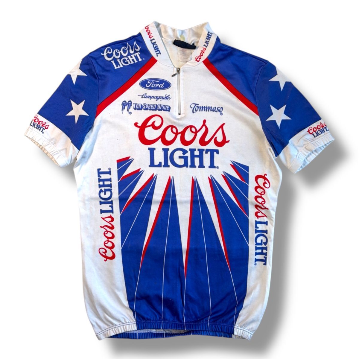 80年代★希少★イタリア製 TOMMASO トマソ サイクリング ジャージ 5サイズ Coors Light Ford スポンサー ビブショーツ 自転車 ロードバイク