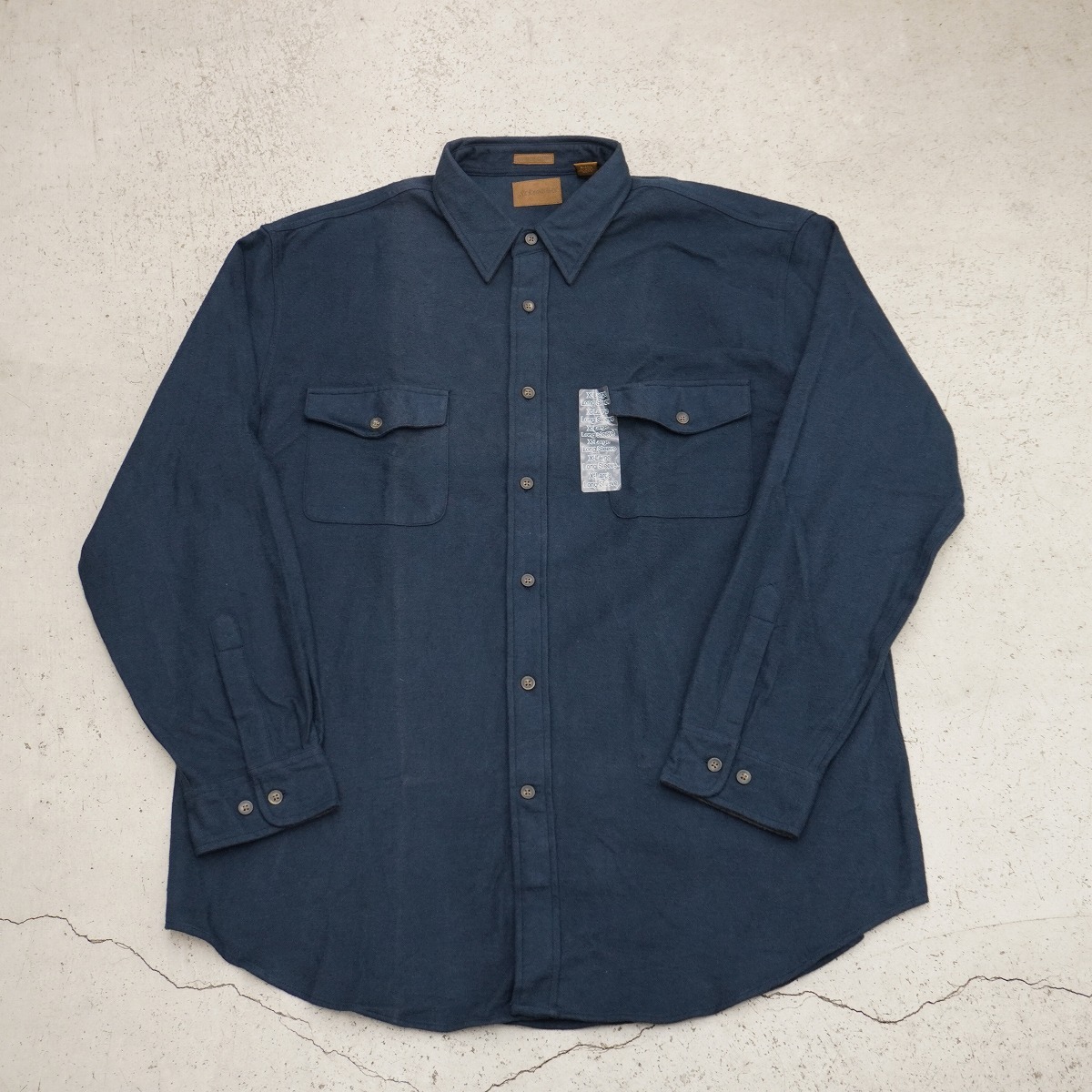 新品 ST JOHN'S BAY セントジョンズベイ CHAMOIS CLOTH シャモア クロス フラン ネル シャツ 長袖 紺 XL 406P★4