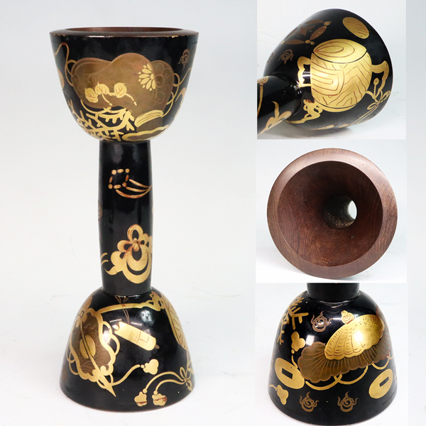 ◇雅◇ 時代和楽器 小鼓 鼓 小槌小判図 神器紋 蒔絵 時代 鼓胴 能楽 蒔絵 太鼓 雅楽器 古美術 /HK.25.11[C173] OX